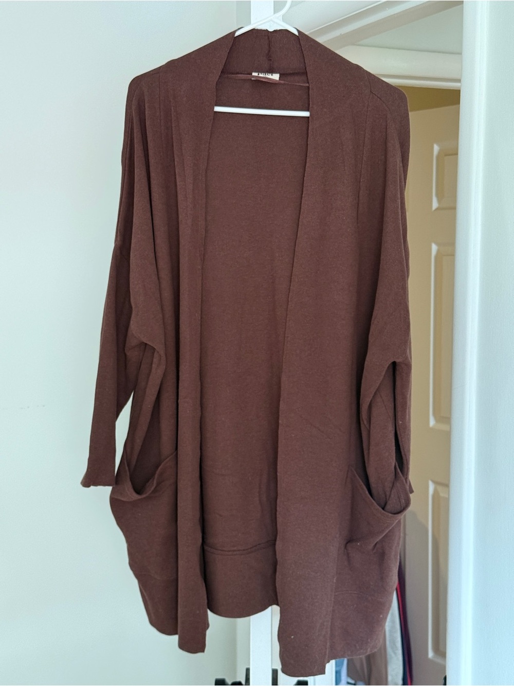 Pact Organic Airplane Wrap Cardigan - Mahogany Heather